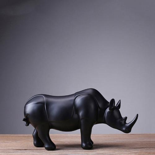 ’Modern Black Resin Rhino Sculpture – Unique Decor Accent for Home and Office’ - Art & design