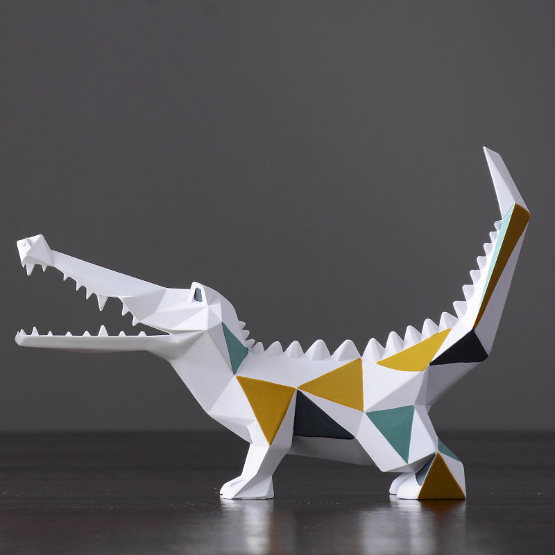 Geometric Crocodile Figurine - Modern Resin Sculpture for Home Decor - Crawl - decorazioni