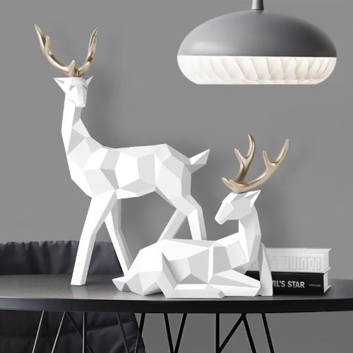 Deer Sculpture in Resin | Elegant Wildlife-Inspired Home Decor - White set - Art & design