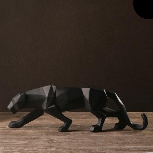 Modern Geometric Black Panther Sculpture - Wildlife Decor - Black - decorazioni