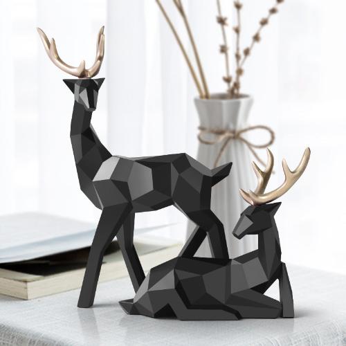 Deer Sculpture in Resin | Elegant Wildlife-Inspired Home Decor - Black set - Art & design