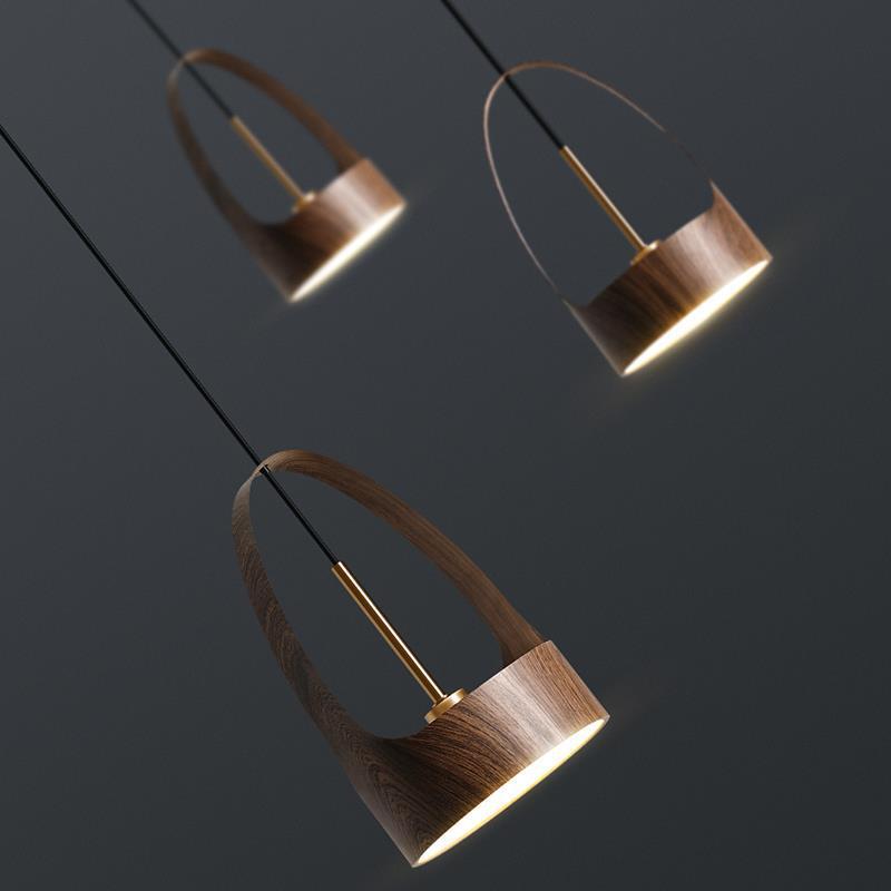 Gloow369 Design sleek mid-century inspired pendant lamp made of wrought iron with three-color dimming