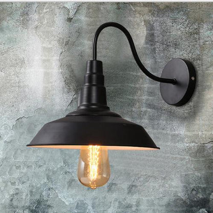 Retro Wall Lamp in Wrought Iron E27 Lighting 220V 26 cm/36 cm Shade - Black / 26cm - lamp light