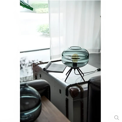 Smokey Table Lamp in Hand-Blown Glass - Transparent smoke Shade - lamp light