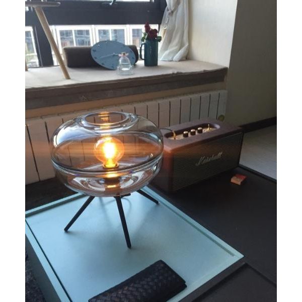 Smokey Table Lamp in Hand-Blown Glass - Transparent smoke Shade - Smoke grey - lamp light