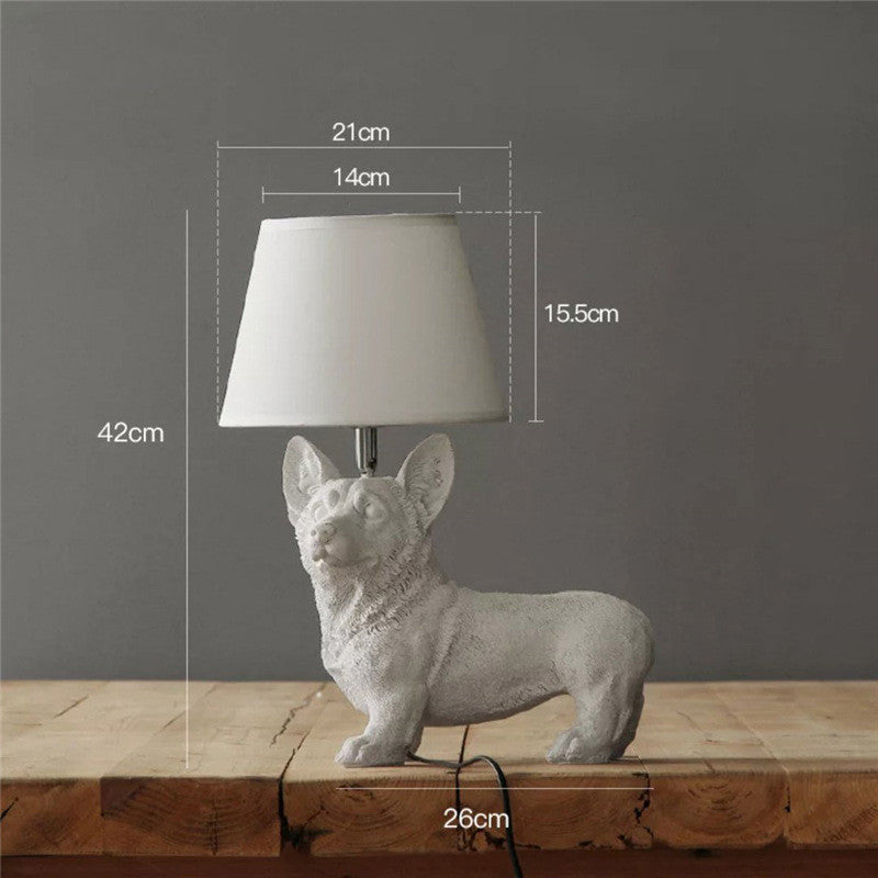 Dog European Lamp - White Corgi dog stance / AU - lamp light