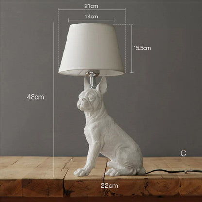 Dog European Lamp - White French Bulldog sitting / AU - lamp light