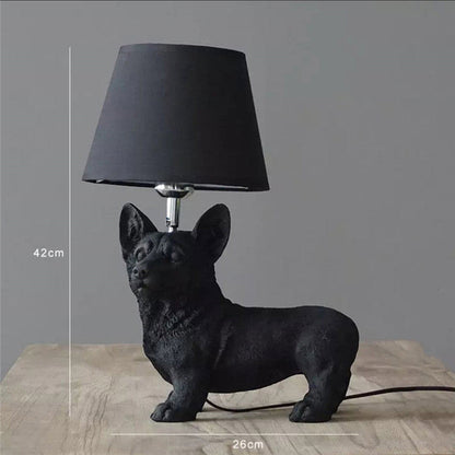 Dog European Lamp - Black Corgi dog stance / AU - lamp light