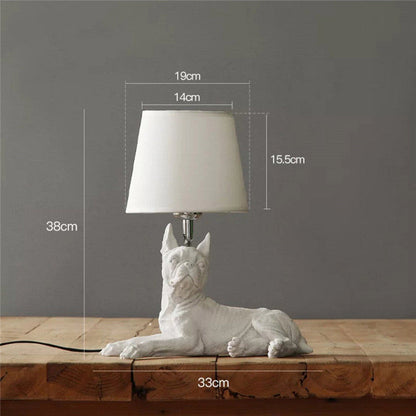 Dog European Lamp - White French Bulldog sitting / AU - lamp light