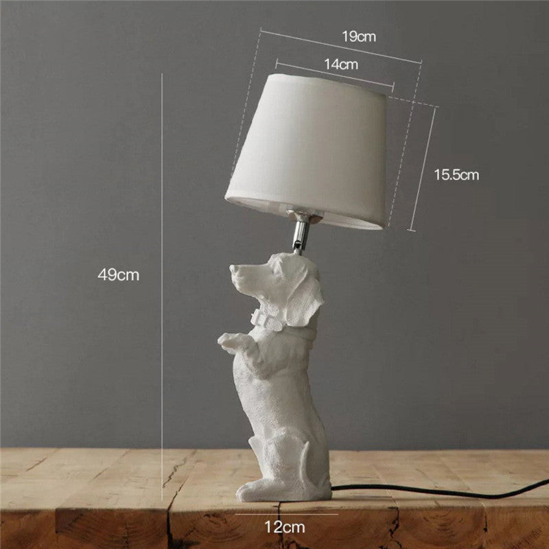 Dog European Lamp - White Doxie stance / AU - lamp light