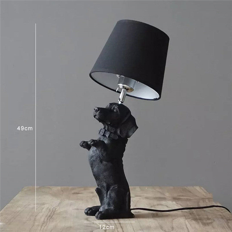 Dog European Lamp - Black Doxie stance / AU - lamp light