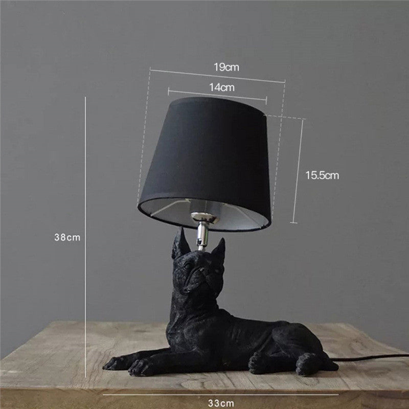 Dog European Lamp - Black French Bulldog prone / AU - lamp light