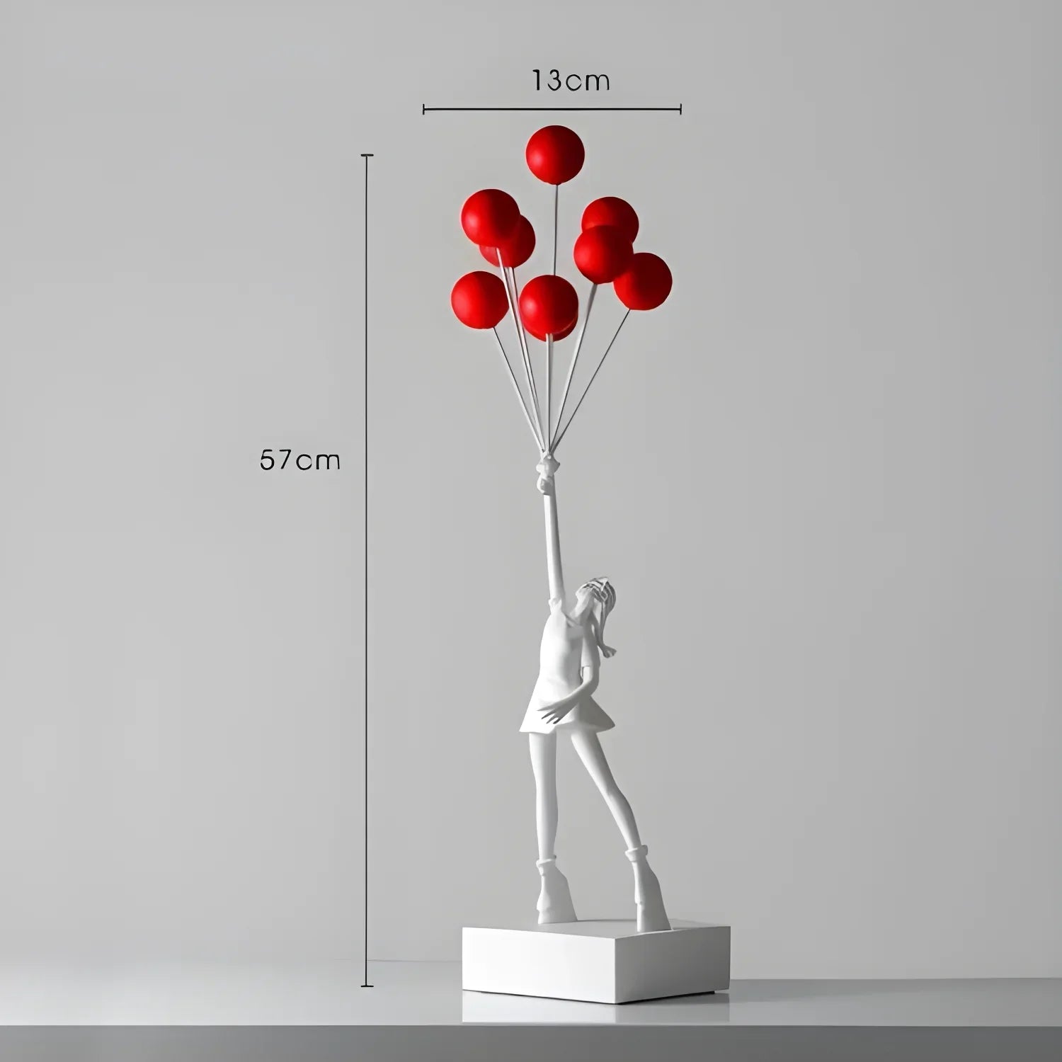 ’Flying Balloon Girl Statue - Modern Resin Art Decor Inspired by Urban Street Art’ - white - decorazioni