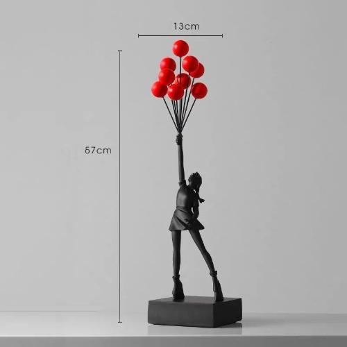 ’Flying Balloon Girl Statue - Modern Resin Art Decor Inspired by Urban Street Art’ - black - decorazioni