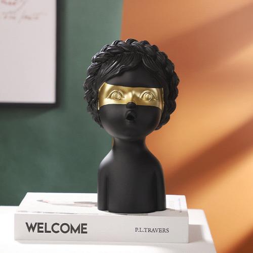 ’Children’s Bust Sculpture – Elegant and Playful Design for Refined Decor’ - Black - Art & design