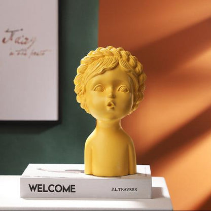 ’Children’s Bust Sculpture – Elegant and Playful Design for Refined Decor’ - Yellow - Art & design