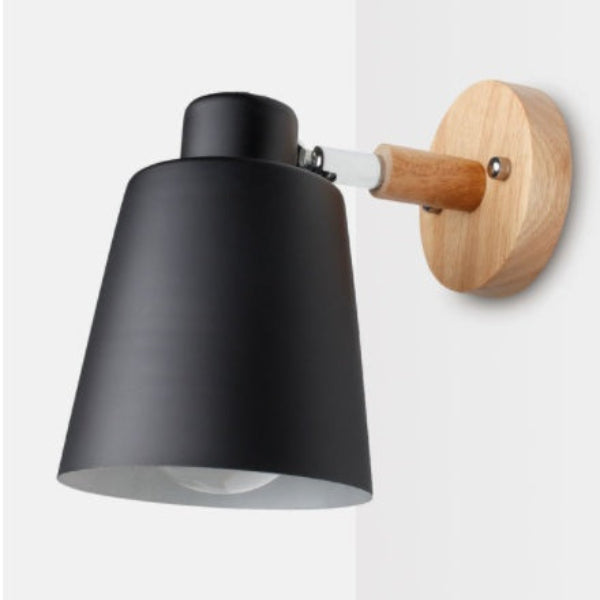 Bedside Wall Lamp Wooden Plug Switch Nordic Decorative Lamps - Black / EU - lamp light