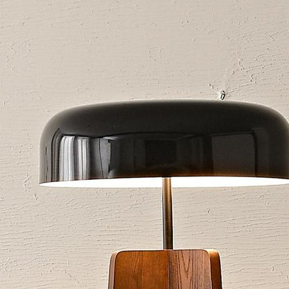 Pillolo Table Lamp - Black Walnut & White Wood Modern Iron Shade - lamp light