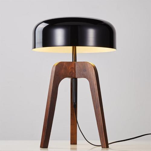 Pillolo Table Lamp - Black Walnut & White Wood Modern Iron Shade - lamp light