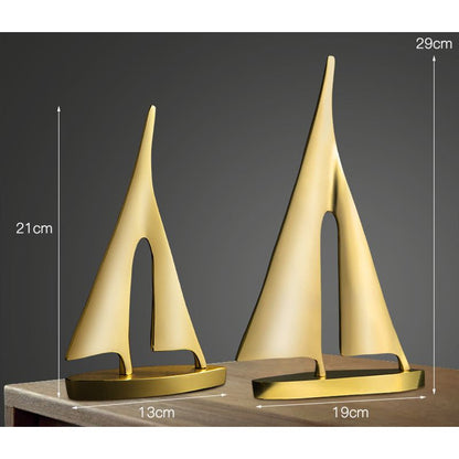 Nordic Copper Sailboat Sculpture - Smooth Sailing Decorative Ornaments for Living Room - Gold / Couple - Art & design