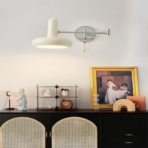 Modern White Bauhaus Wall Lamp with Adjustable Arm - White Light - lamp light