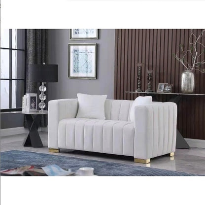 Modern Chesterfield style channel sofa, gray or white loveseat