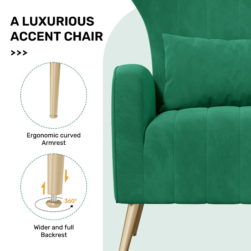 Modern Velvet Fabric Accent Chair – Perfect for Living Room or Bedroom Decor