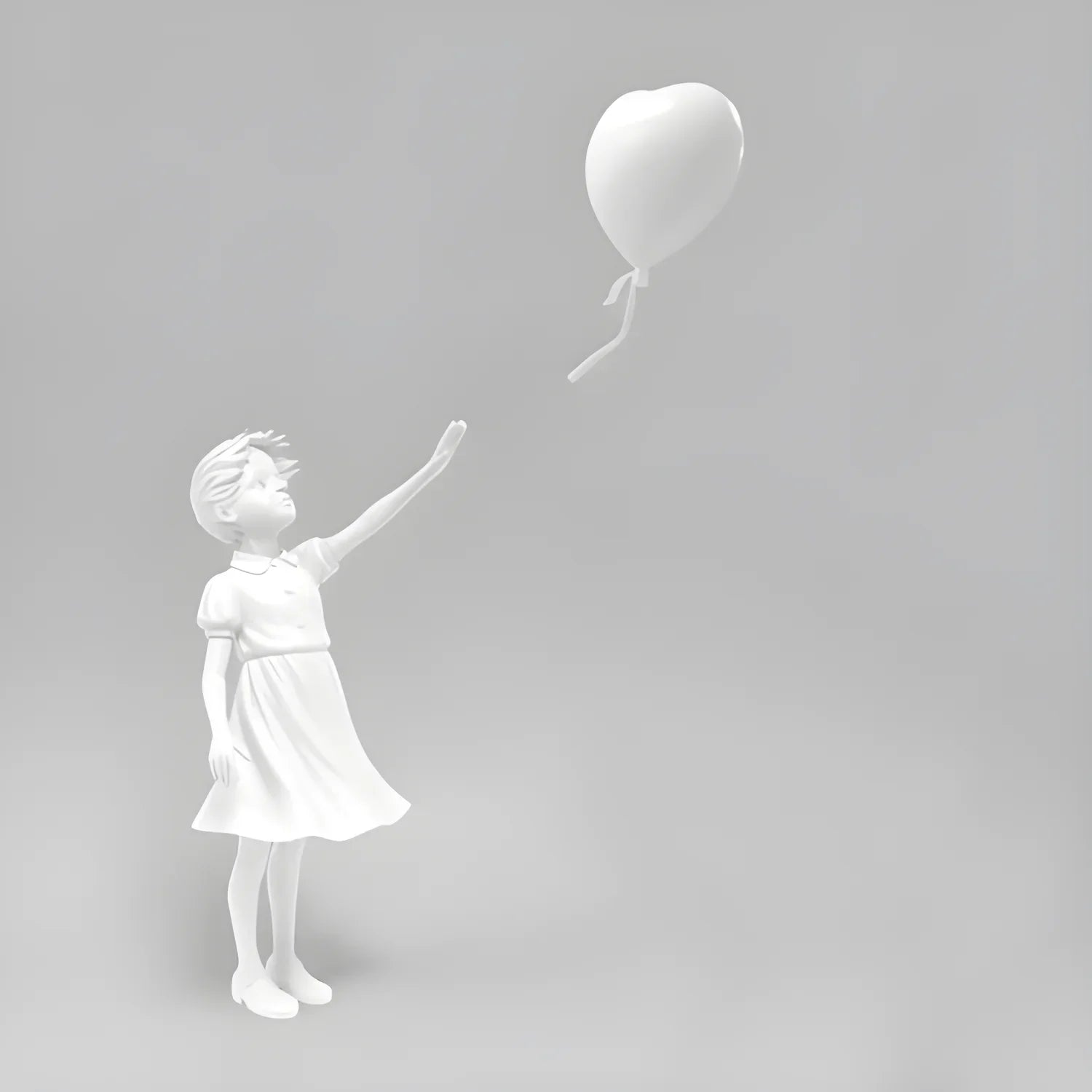 Girl with Balloon Statue - Iconic Urban Art Sculpture for Modern Decor - White - Art & design