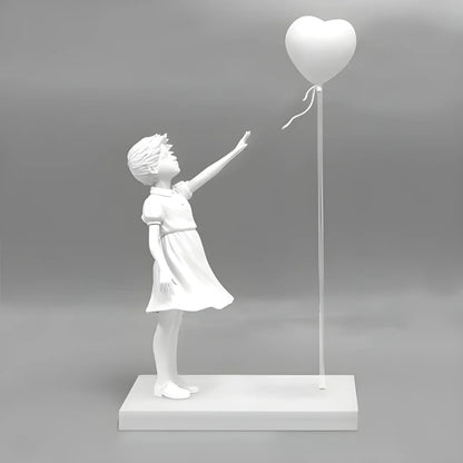 Girl with Balloon Statue - Iconic Urban Art Sculpture for Modern Decor - White - Art & design