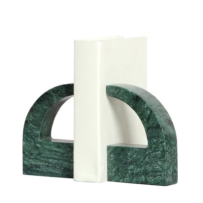 Minimalist Marble Bookend | Modern Green and Black Design for Bookshelf - Home