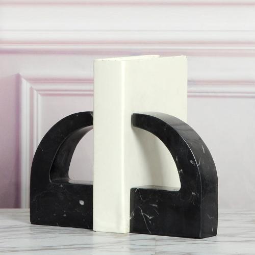 Minimalist Marble Bookend | Modern Green and Black Design for Bookshelf - Home