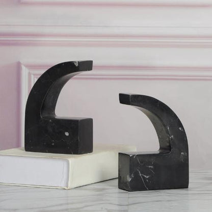 Minimalist Marble Bookend | Modern Green and Black Design for Bookshelf - Home