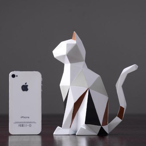 ’Geometric Animal Sculptures | Modern Resin Rabbit and Cat Figurines for Home Decor’ - decorazioni