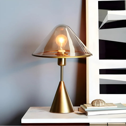 Postmodern Minimalist Brass and Glass Desk Lamp – Norwegian Design - Gold / EU - lamp light