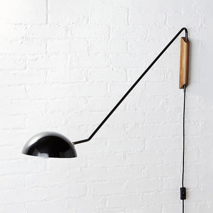 Adjustable Industrial Wall Lamp - Black and Gold Finish - lamp light