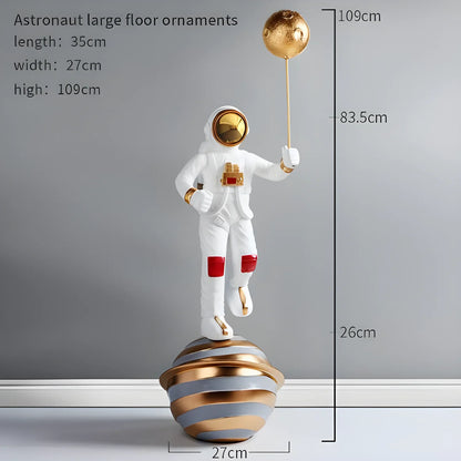 Astronaut Large Floor Decoration - Resin Sculpture for Living Room - White - Home