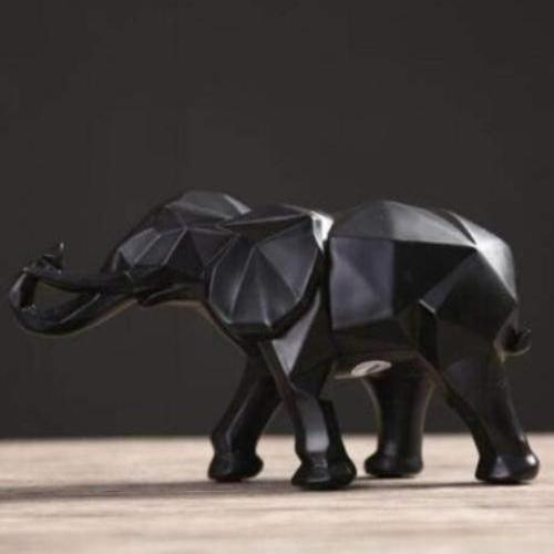 ’Geometric Elephant Statue in Resin | Modern Decorative Art Piece’ - Black - Art & design