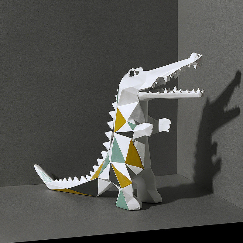 Geometric Crocodile Figurine - Modern Resin Sculpture for Home Decor - decorazioni