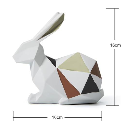 ’Geometric Animal Sculptures | Modern Resin Rabbit and Cat Figurines for Home Decor’ - Geometric rabbit - decorazioni