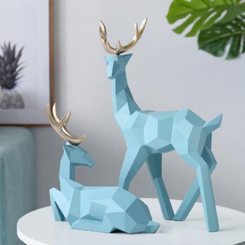 Deer Sculpture in Resin | Elegant Wildlife-Inspired Home Decor - Blue set - Art & design