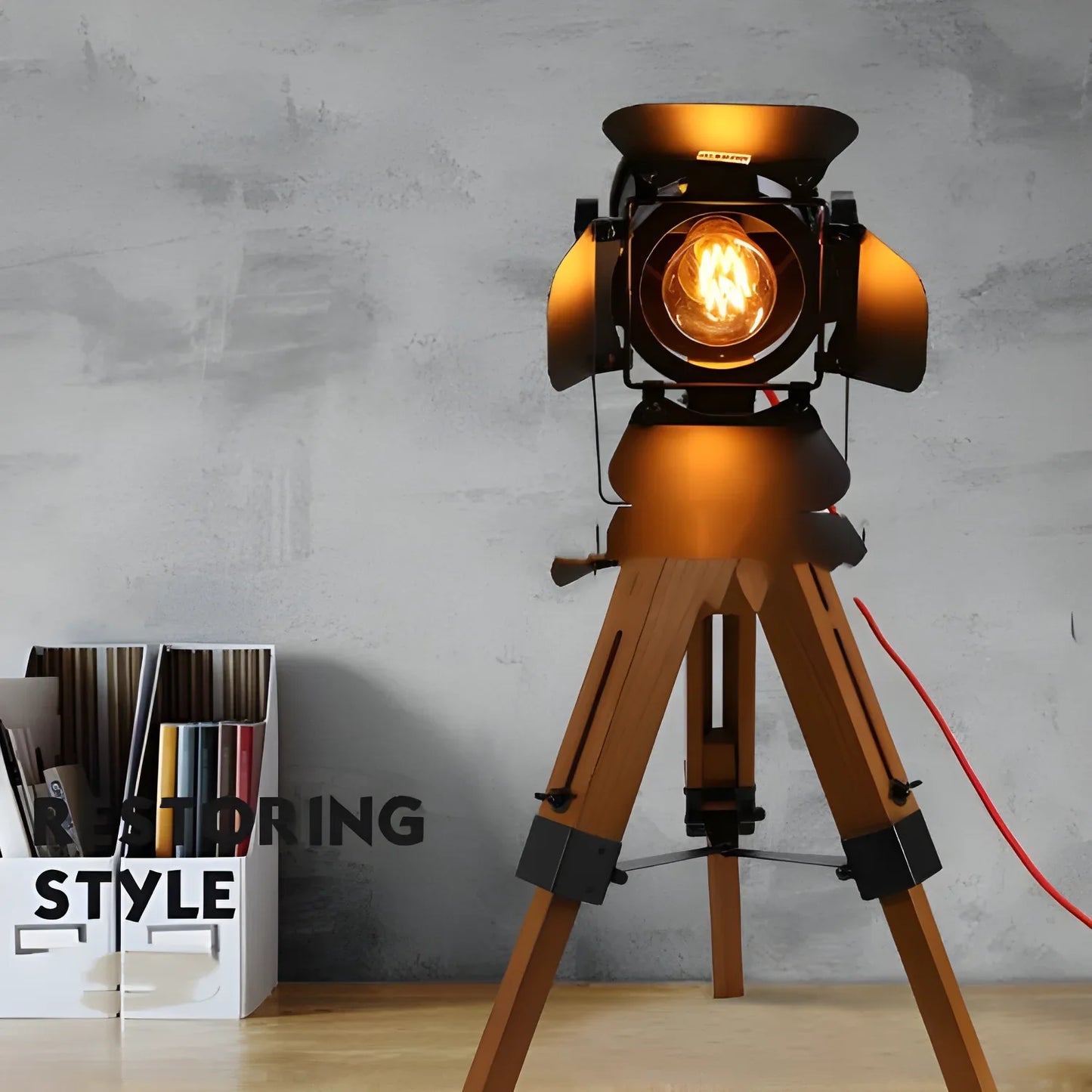 Cinematographer’s Retro Solid Wood Desk Lamp – Vintage Filmmaker’s Lighting - lamp light