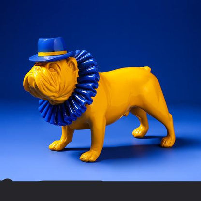 Colorful English Bulldog Resin Sculpture – Creative Graffiti Style Dog Statue - Yellow - Home