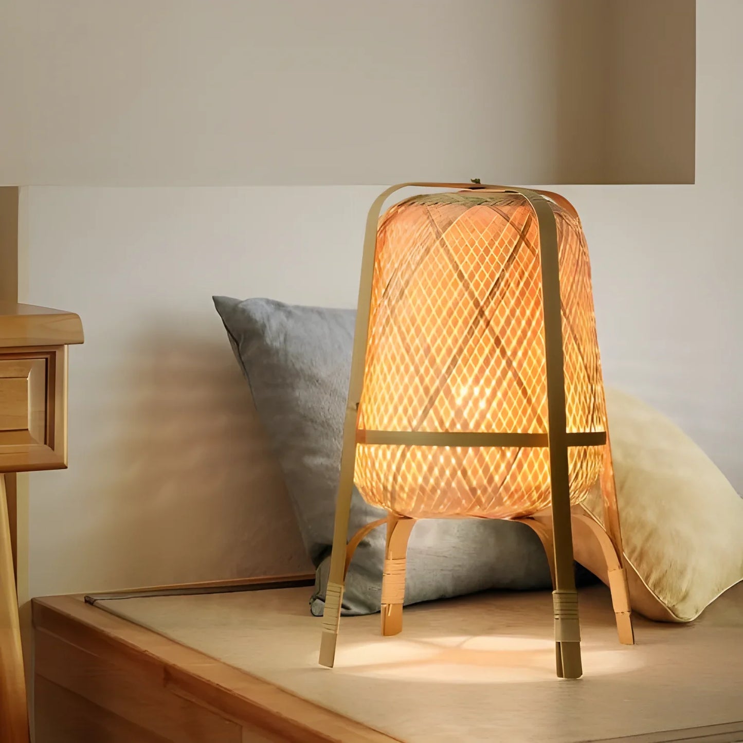 Japanese Floor Lamp - Natural Bamboo Design Minimalist and Eco-Friendly Lighting - Bamboo - lamp light