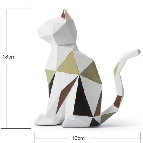 ’Geometric Animal Sculptures | Modern Resin Rabbit and Cat Figurines for Home Decor’ - Geometric cat - decorazioni