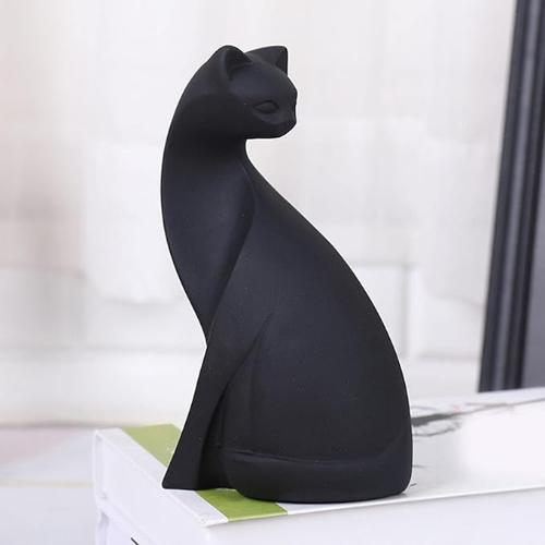 Modern Cat Sculpture Table Statue - Minimalist Animal Design in Black and White - Black A / M - decorazioni