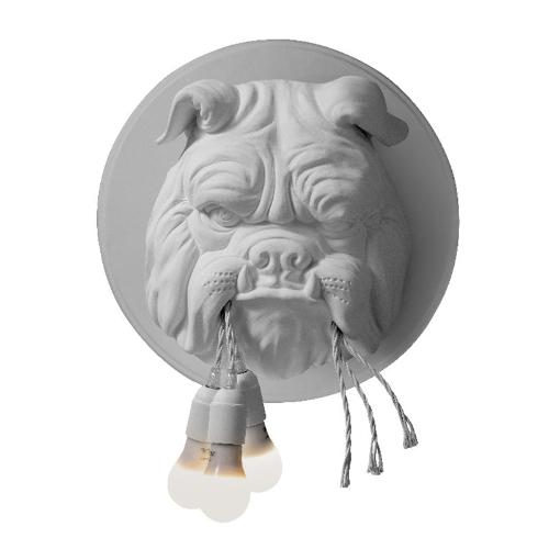 ’Bulldog Head Wall Lamp – Unique and Whimsical Lighting for Dog Lovers’ - White - Art & design