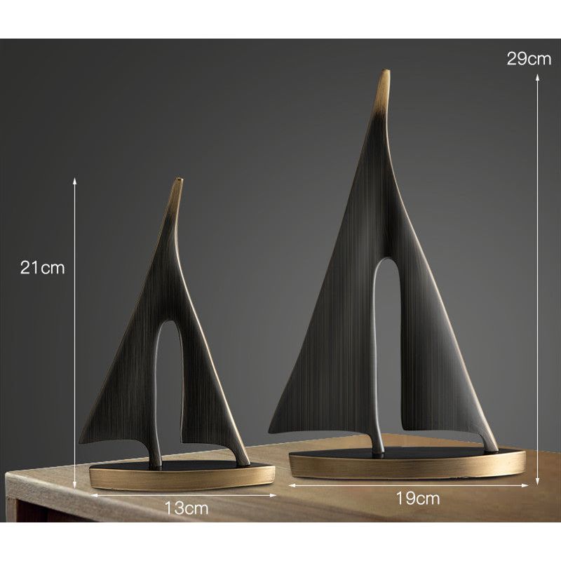 Nordic Copper Sailboat Sculpture - Smooth Sailing Decorative Ornaments for Living Room - Black / Couple - Art & design