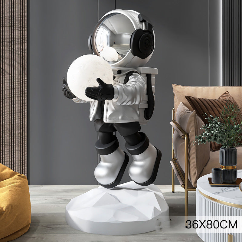 Astronaut Living Room Large Floor Ornament Entrance Light - Silver / 80cm - lamp light