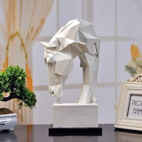 ’Modern Geometric Sculpture - White Horse Head Available in Three Sizes’ - Art & design