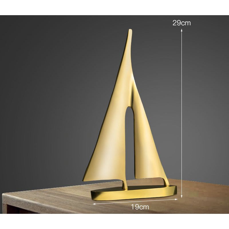 Nordic Copper Sailboat Sculpture - Smooth Sailing Decorative Ornaments for Living Room - Gold / Medium - Art & design